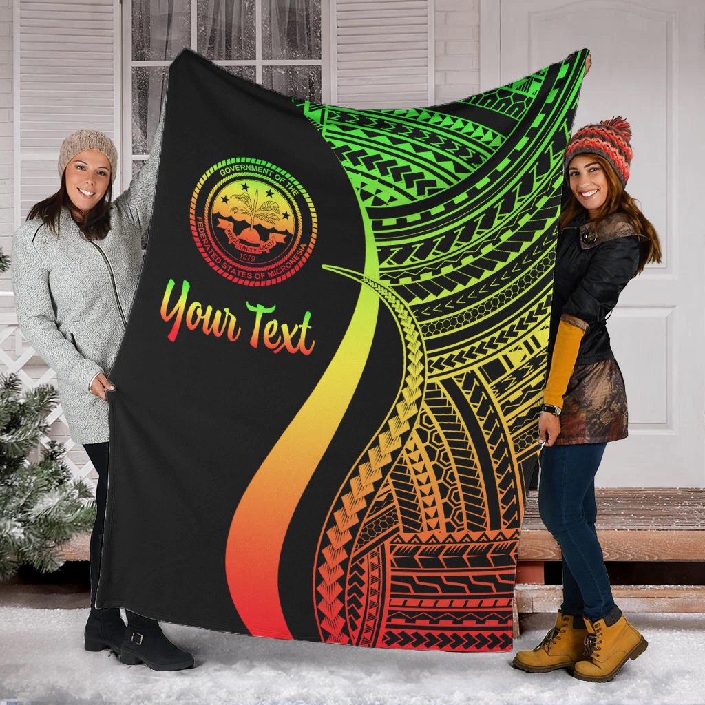 Federated States of Micronesia Custom Personalised Premium Blanket - Reggae Polynesian Tentacle Tribal Pattern White - Polynesian Pride