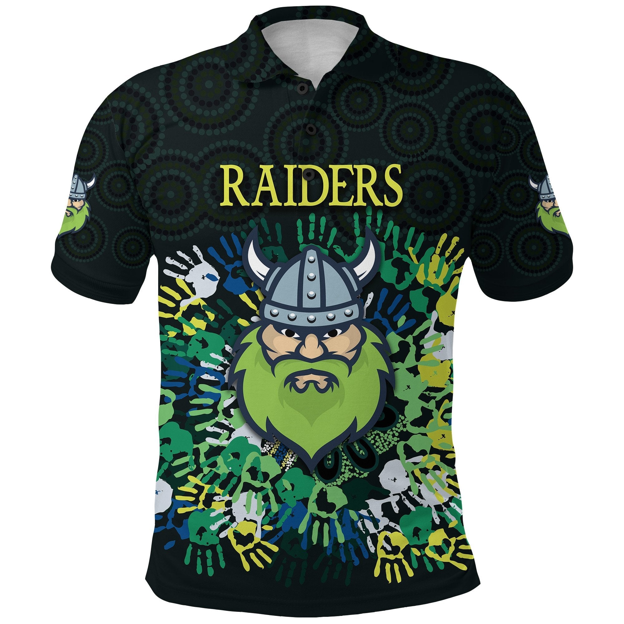 Canberra Polo Shirt Raiders Viking Simple Indigenous Green - Polynesian Pride