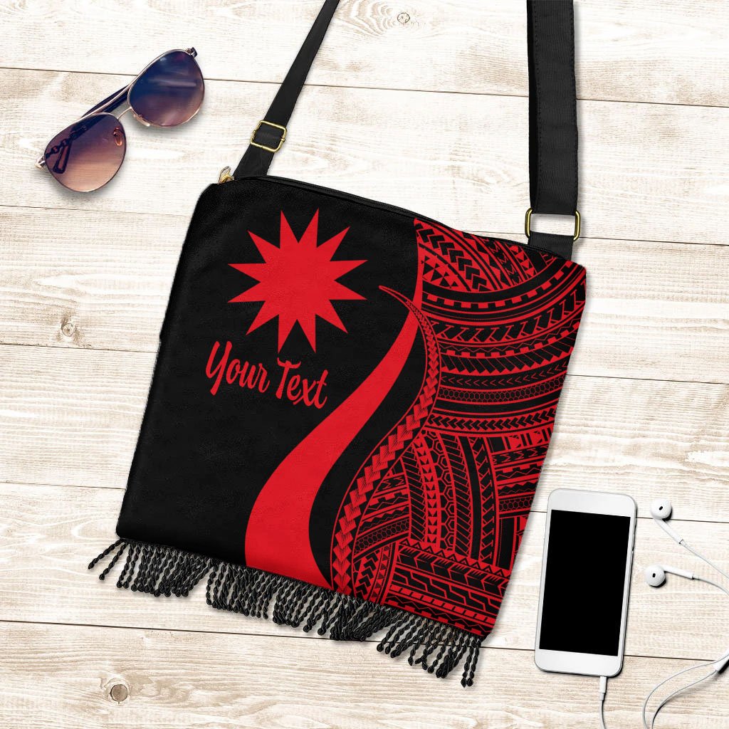 Nauru Custom Personalised Boho Handbag - Red Polynesian Tentacle Tribal Pattern Boho Handbag One Size Red - Polynesian Pride