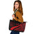 Palau Large Leather Tote Bag - Red Polynesian Tentacle Tribal Pattern Crest Red - Polynesian Pride