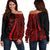 Marshall Islands Women's Off Shoulder Sweater - Red Polynesian Tentacle Tribal Pattern Crest Red - Polynesian Pride