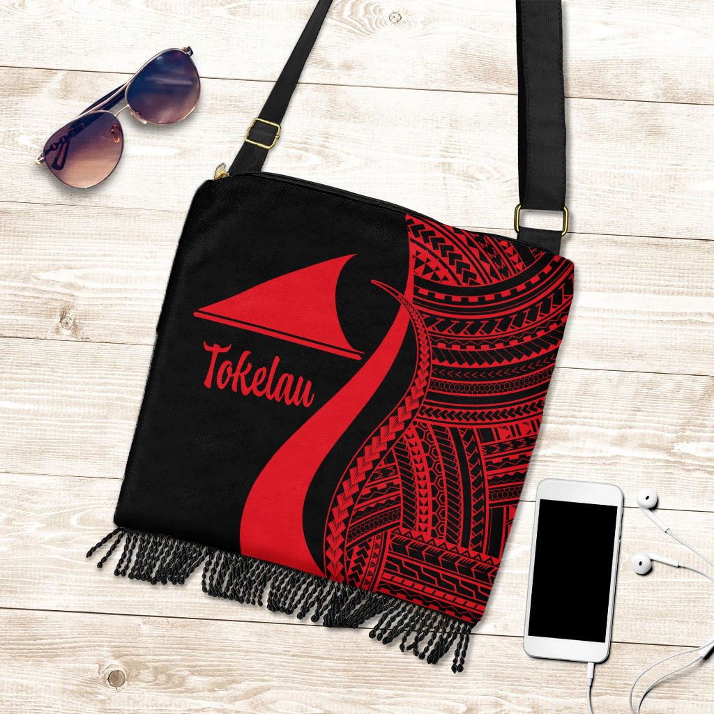 Tokelau Boho Handbag - Red Polynesian Tentacle Tribal Pattern Boho Handbag One Size Red - Polynesian Pride