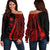 Marshall Islands Women's Off Shoulder Sweater - Red Polynesian Tentacle Tribal Pattern Red - Polynesian Pride