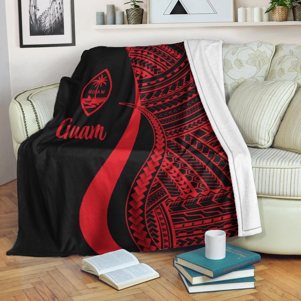 Guam Premium Blanket - Red Polynesian Tentacle Tribal Pattern - Polynesian Pride