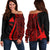 Tokelau Women's Off Shoulder Sweater - Red Polynesian Tentacle Tribal Pattern Red - Polynesian Pride