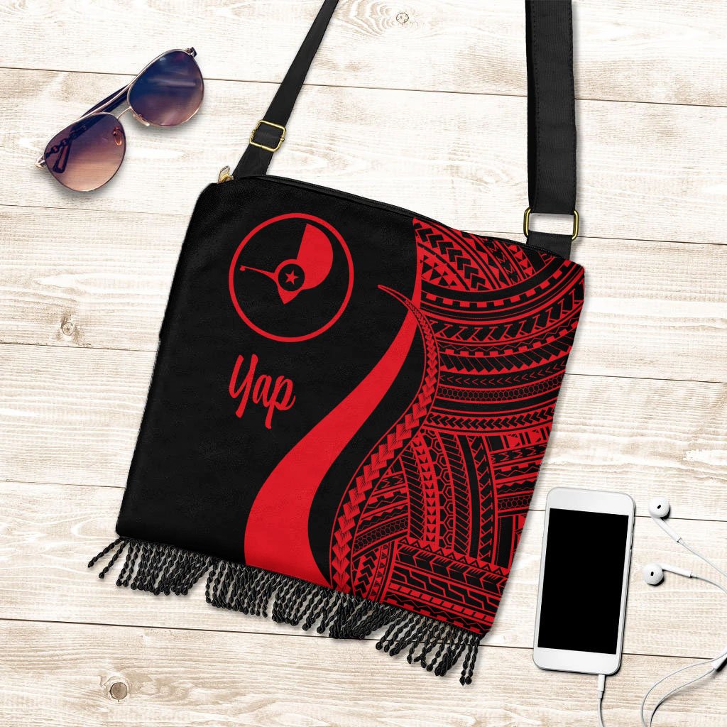 Yap Boho Handbag - Red Polynesian Tentacle Tribal Pattern Boho Handbag One Size Red - Polynesian Pride