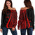 Cook Islands Custom Personalised Women's Off Shoulder Sweater - Red Polynesian Tentacle Tribal Pattern Red - Polynesian Pride