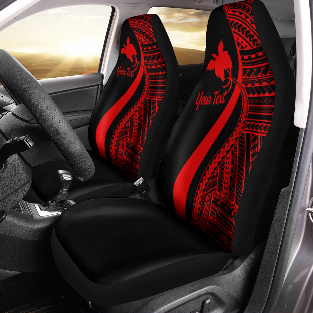 Papua New Guinea Custom Personalised Car Seat Covers - Red Polynesian Tentacle Tribal Pattern Universal Fit Red - Polynesian Pride