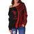 New Caledonia Women's Off Shoulder Sweater - Red Polynesian Tentacle Tribal Pattern - Polynesian Pride