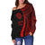 American Samoa Women's Off Shoulder Sweater - Red Polynesian Tentacle Tribal Pattern - Polynesian Pride