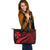 Wallis And Futuna Large Leather Tote Bag - Red Polynesian Tentacle Tribal Pattern - Polynesian Pride