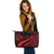 Tonga Large Leather Tote Bag - Red Polynesian Tentacle Tribal Pattern - Polynesian Pride