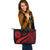 Tahiti Large Leather Tote Bag - Red Polynesian Tentacle Tribal Pattern - Polynesian Pride