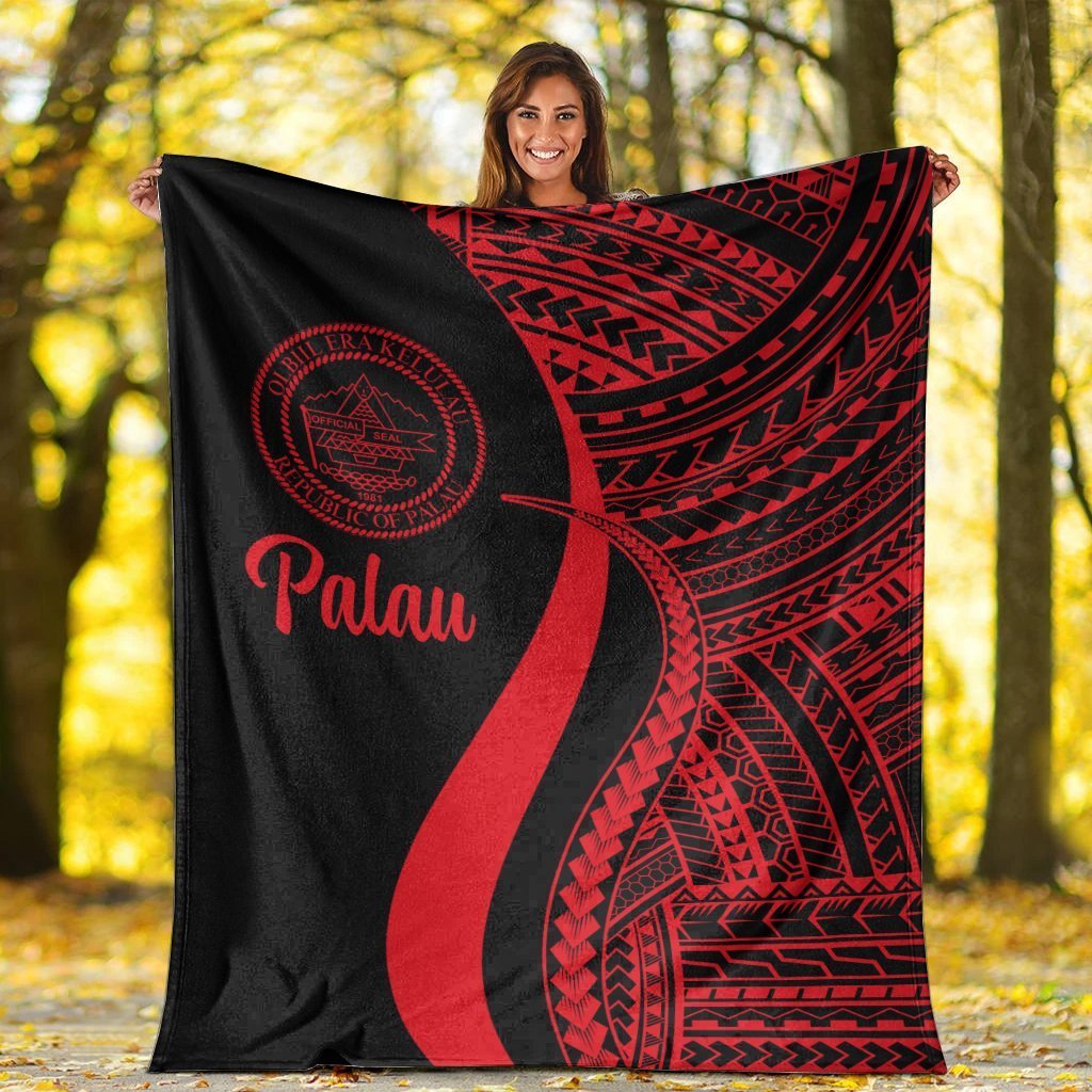 Palau Premium Blanket - Red Polynesian Tentacle Tribal Pattern Crest - Polynesian Pride