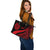 Tahiti Large Leather Tote Bag - Red Polynesian Tentacle Tribal Pattern - Polynesian Pride