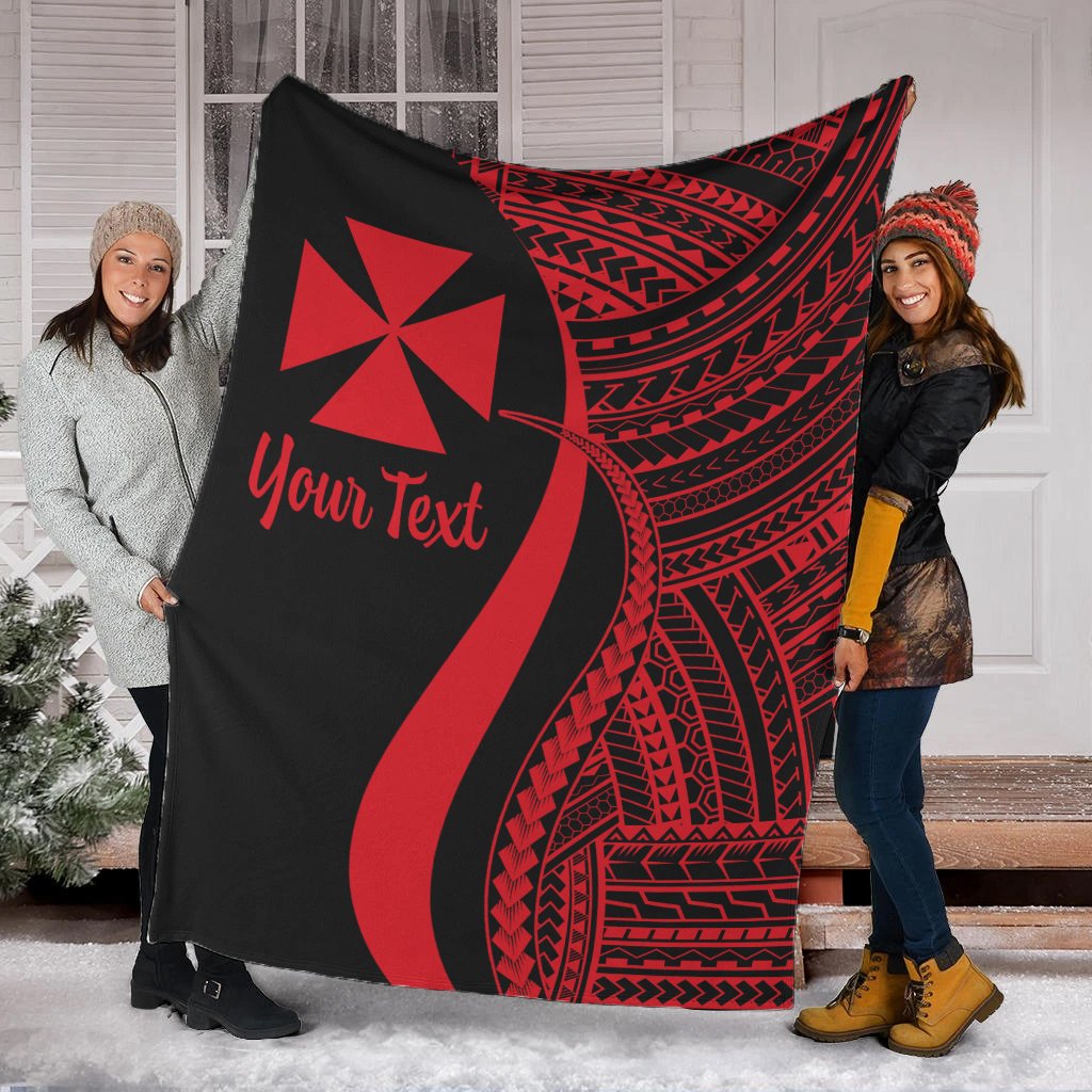 Wallis And Futuna Custom Personalised Premium Blanket - Red Polynesian Tentacle Tribal Pattern White - Polynesian Pride