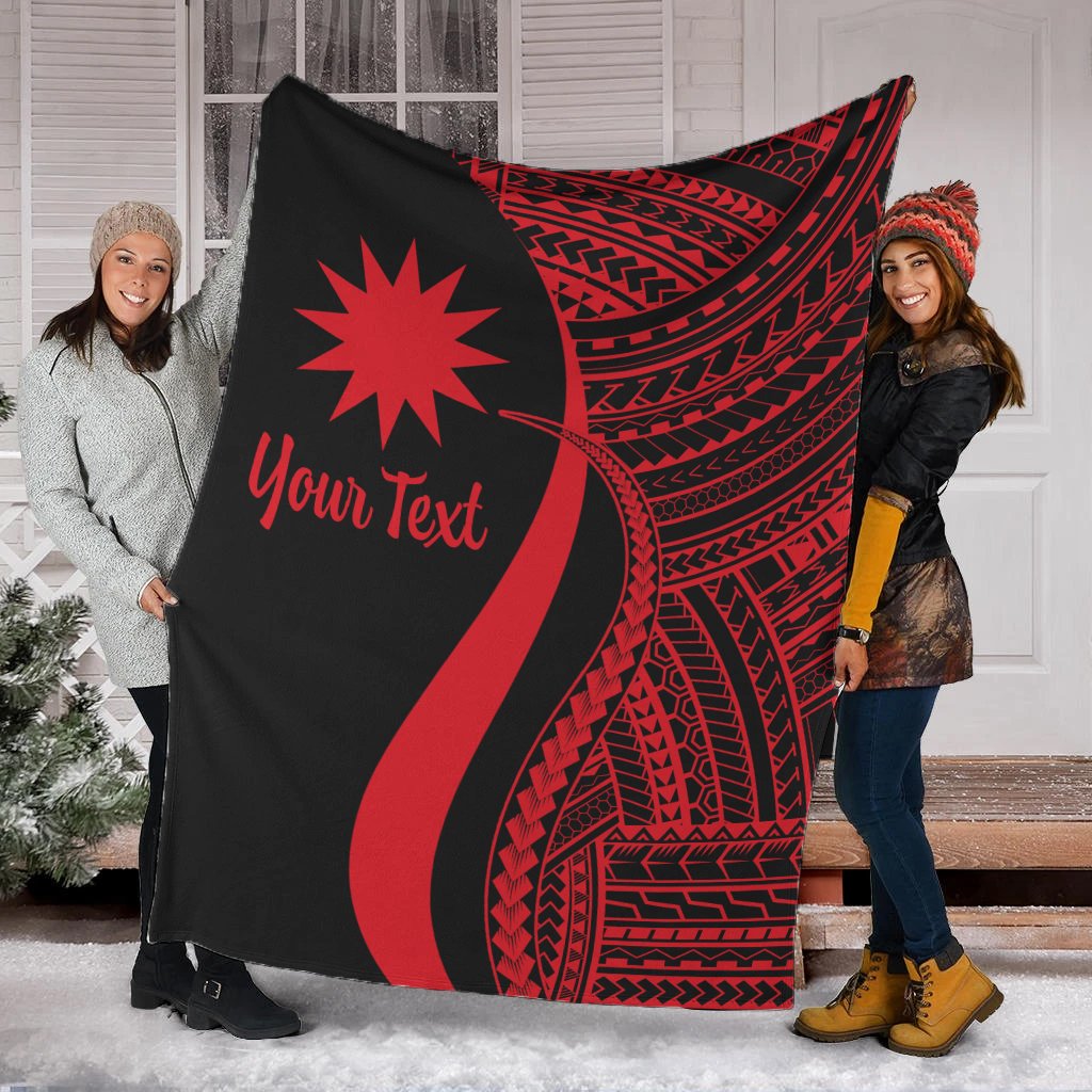 Nauru Custom Personalised Premium Blanket - Red Polynesian Tentacle Tribal Pattern White - Polynesian Pride