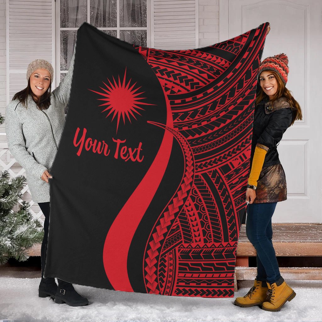 Marshall Islands Custom Personalised Premium Blanket - Red Polynesian Tentacle Tribal Pattern White - Polynesian Pride