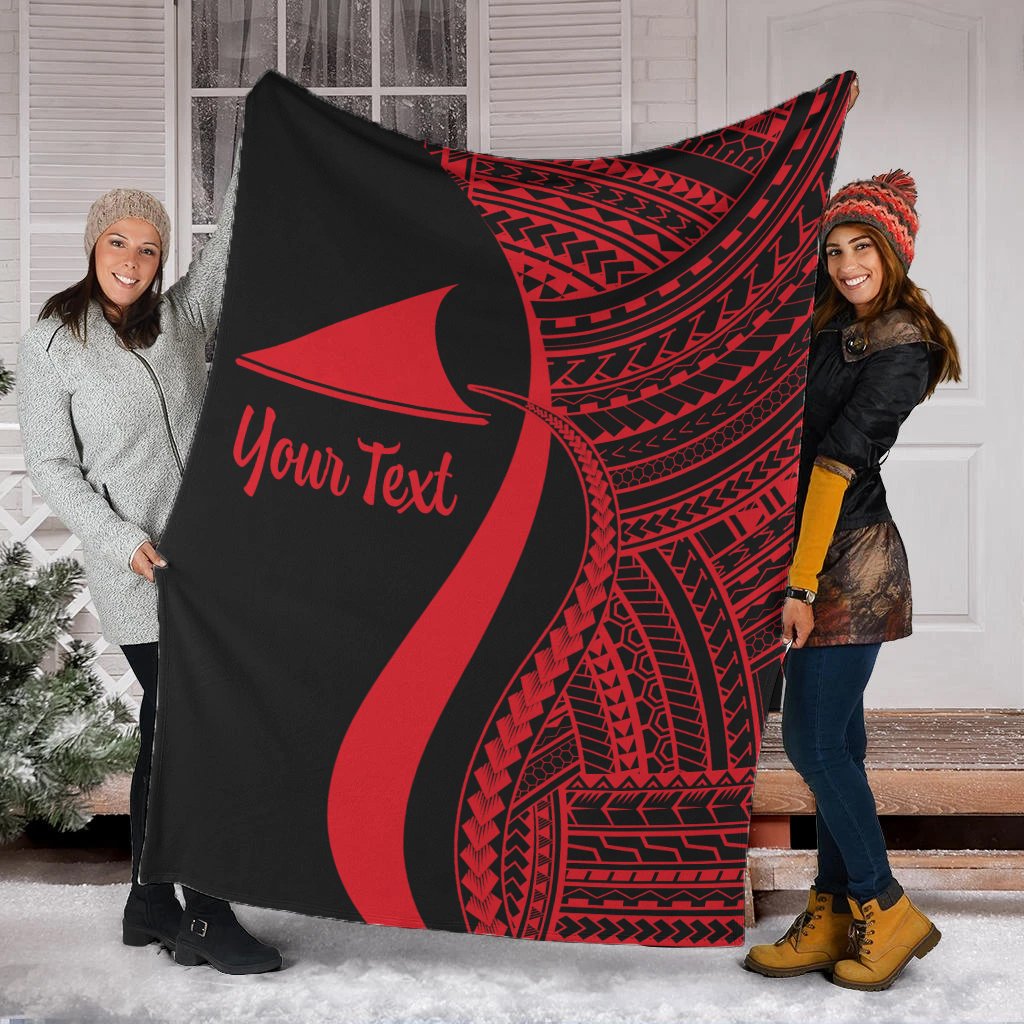 Tokelau Custom Personalised Premium Blanket - Red Polynesian Tentacle Tribal Pattern White - Polynesian Pride