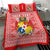 (Custom Personalised) Tonga Pattern Bedding Set Coat of Arms - Red and White LT4 - Polynesian Pride