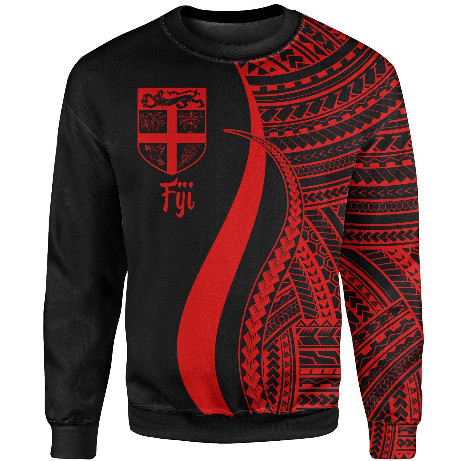 Fiji Sweatshirt - Red Polynesian Tentacle Tribal Pattern Unisex Red - Polynesian Pride