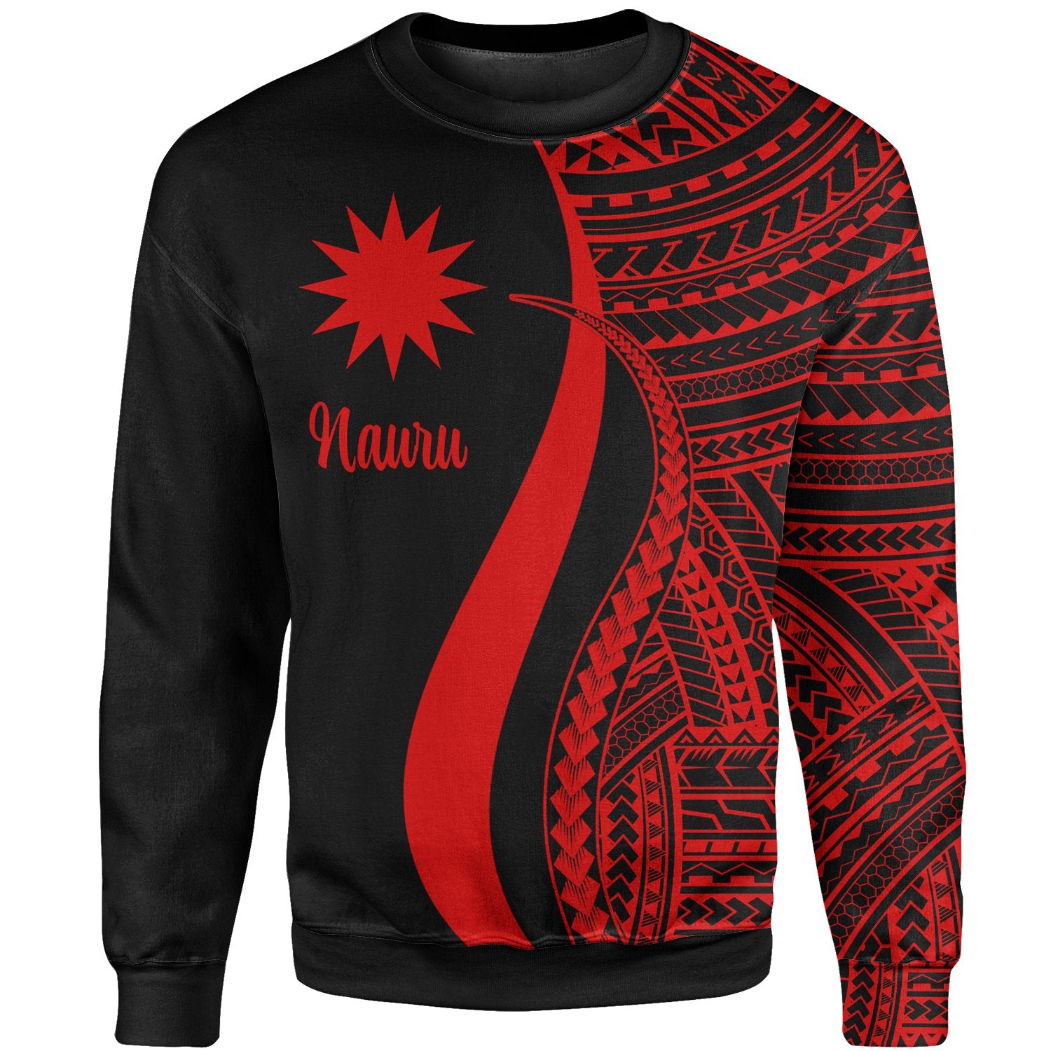 Nauru Sweatshirt - Red Polynesian Tentacle Tribal Pattern Unisex Red - Polynesian Pride