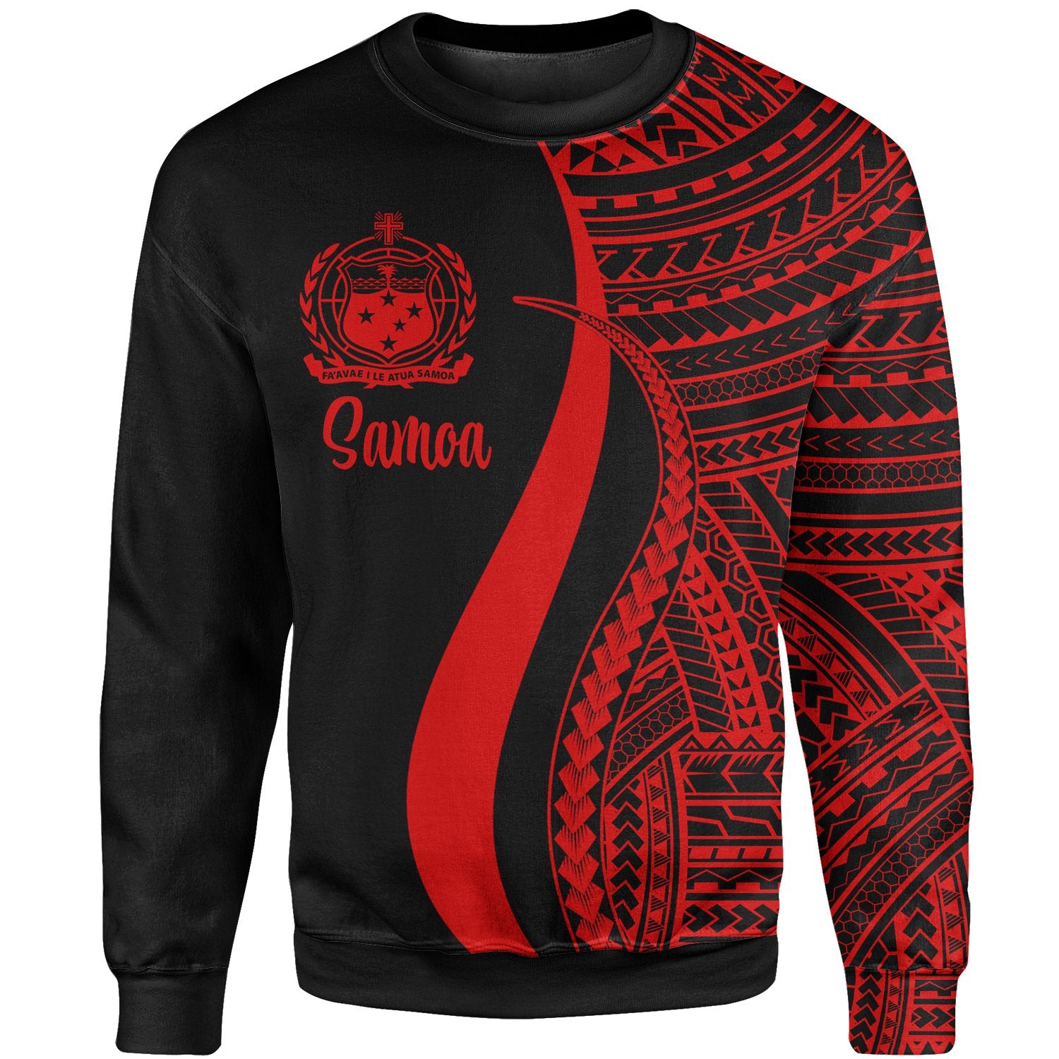 Samoa Sweatshirt - Red Polynesian Tentacle Tribal Pattern Unisex Red - Polynesian Pride