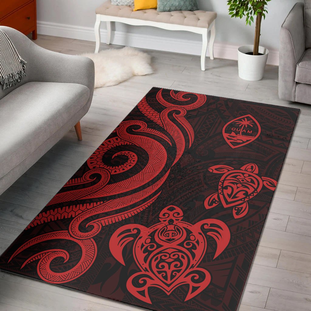 Guam Area Rug - Red Tentacle Turtle Red - Polynesian Pride