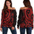 Federated States of Micronesia Women's Off Shoulder Sweater - Red Tentacle Turtle Red - Polynesian Pride