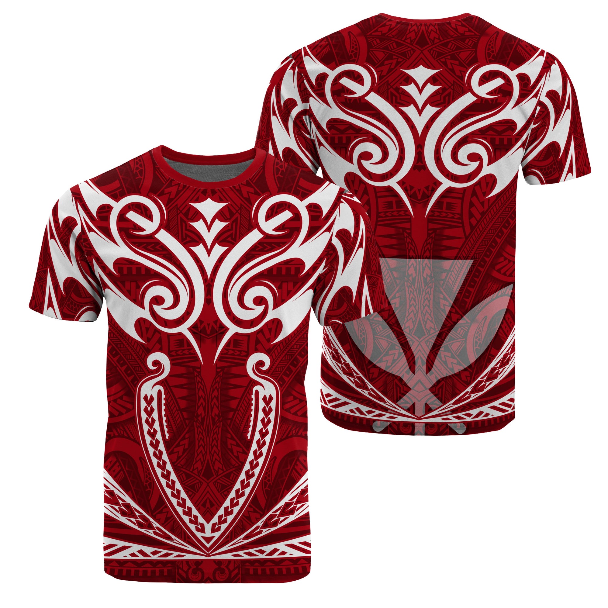 Hawaii Kanaka Polynesian Football Jersey T Shirt Red Bernice Style Unisex Red - Polynesian Pride