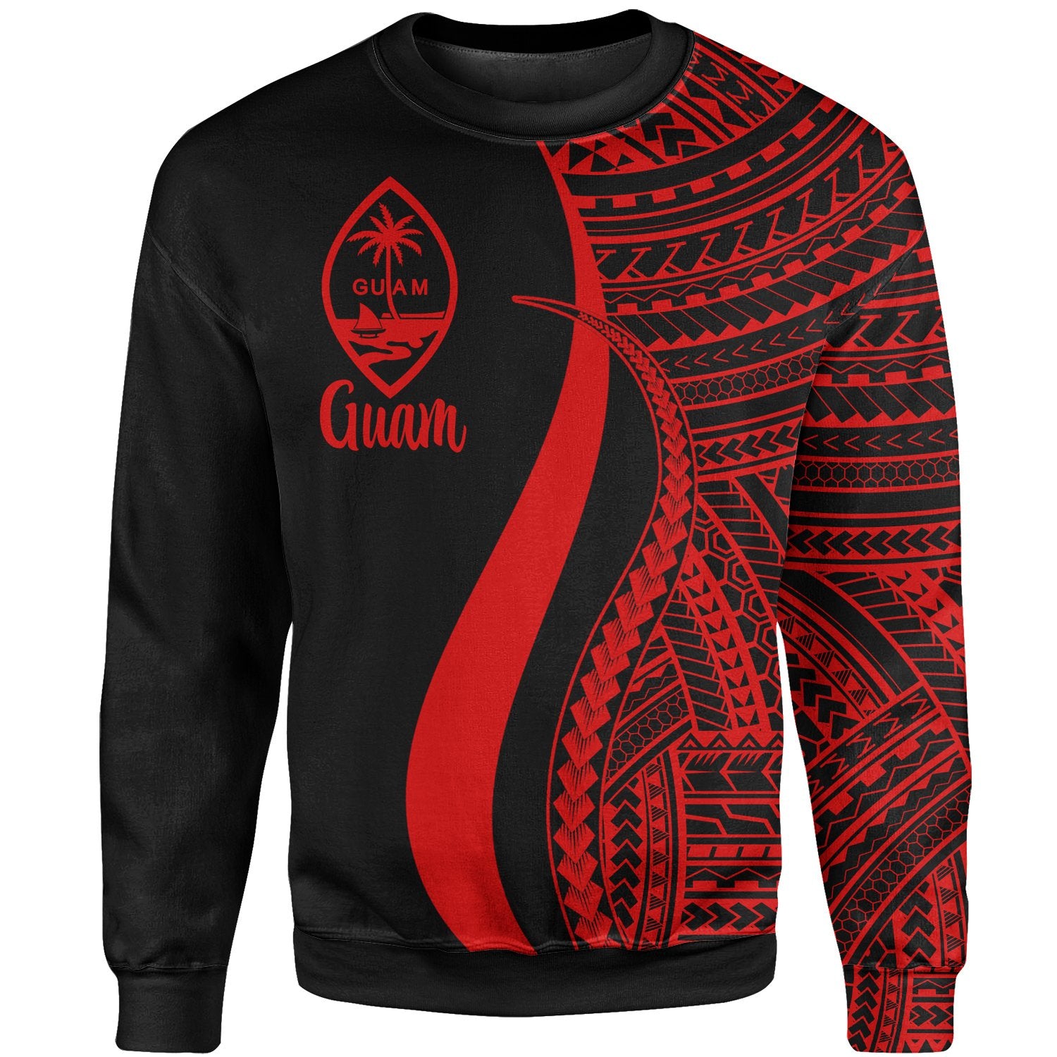 Guam Sweatshirt - Red Polynesian Tentacle Tribal Pattern Unisex Red - Polynesian Pride