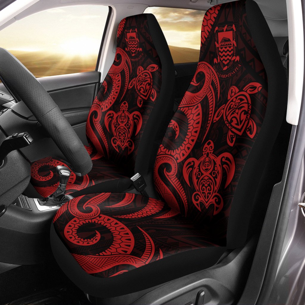 Tuvalu Car Seat Covers - Red Tentacle Turtle Universal Fit Red - Polynesian Pride