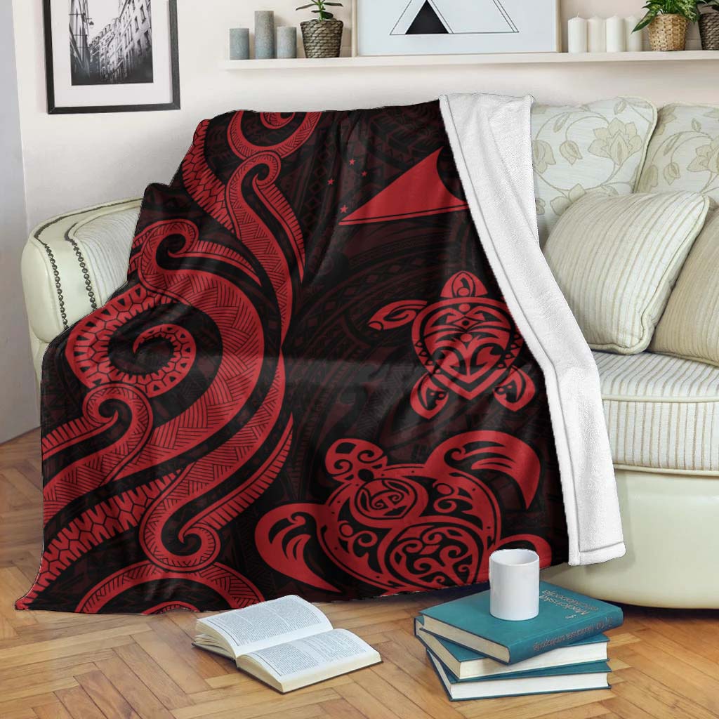 Tokelau Premium Blanket - Red Tentacle Turtle White - Polynesian Pride