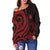 Marshall Islands Women's Off Shoulder Sweater - Red Tentacle Turtle - Polynesian Pride