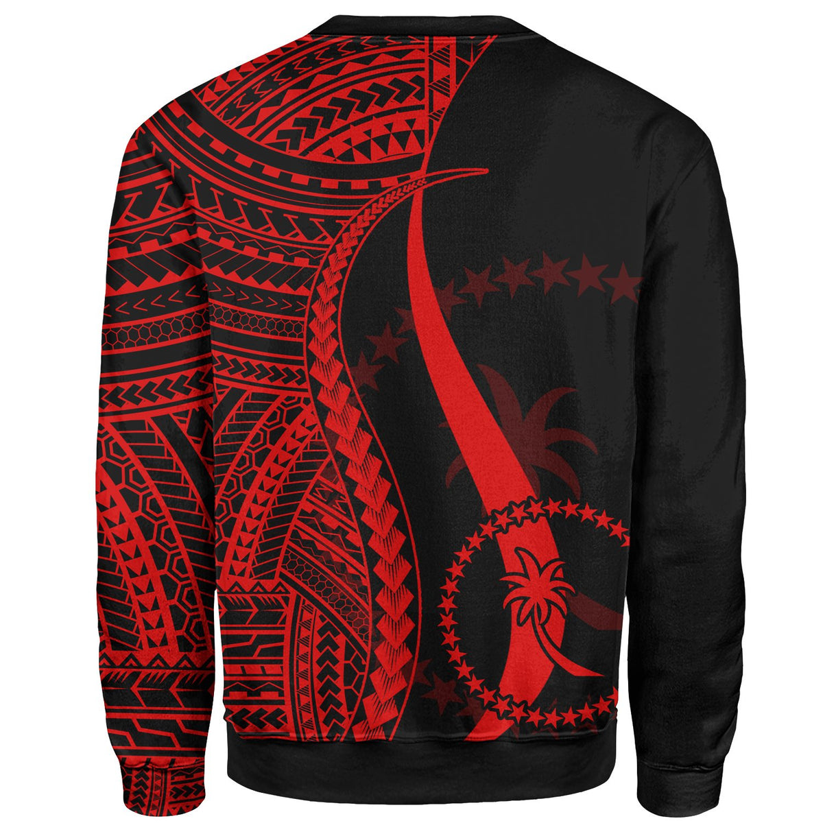 Chuuk Sweatshirt - Red Polynesian Tentacle Tribal Pattern - Polynesian Pride
