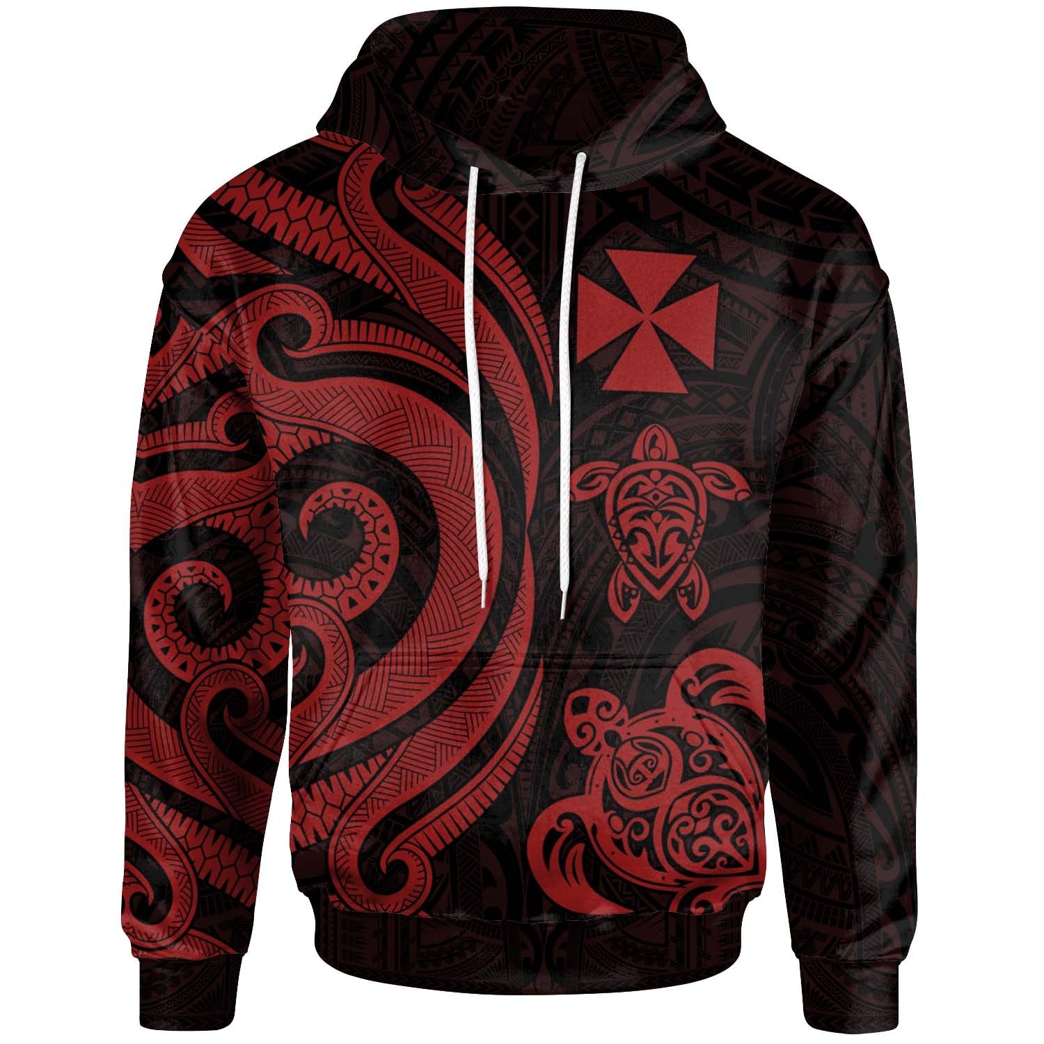 Wallis and Futuna Hoodie Red Tentacle Turtle Unisex Red - Polynesian Pride