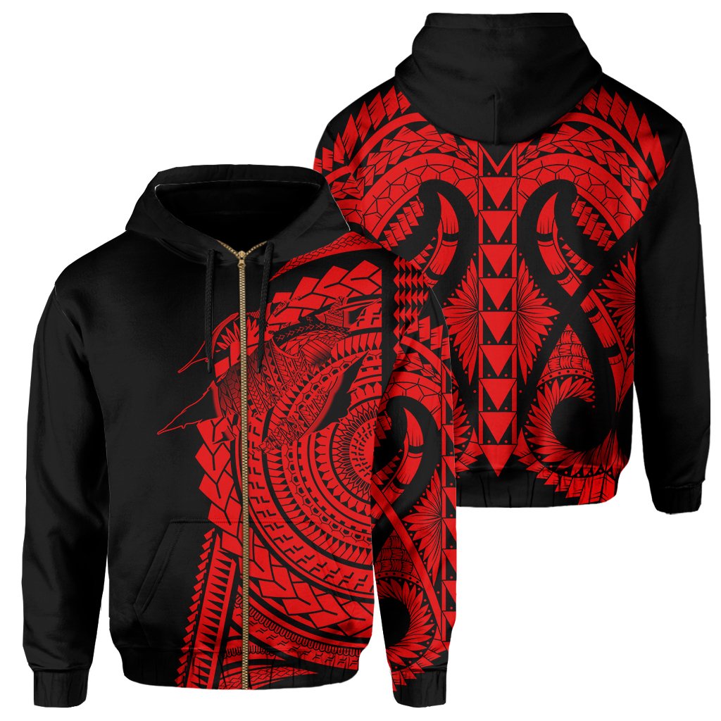 Hawaii Polynesian Zip Hoodie In My Heart Ryan Style Red Unisex Red - Polynesian Pride