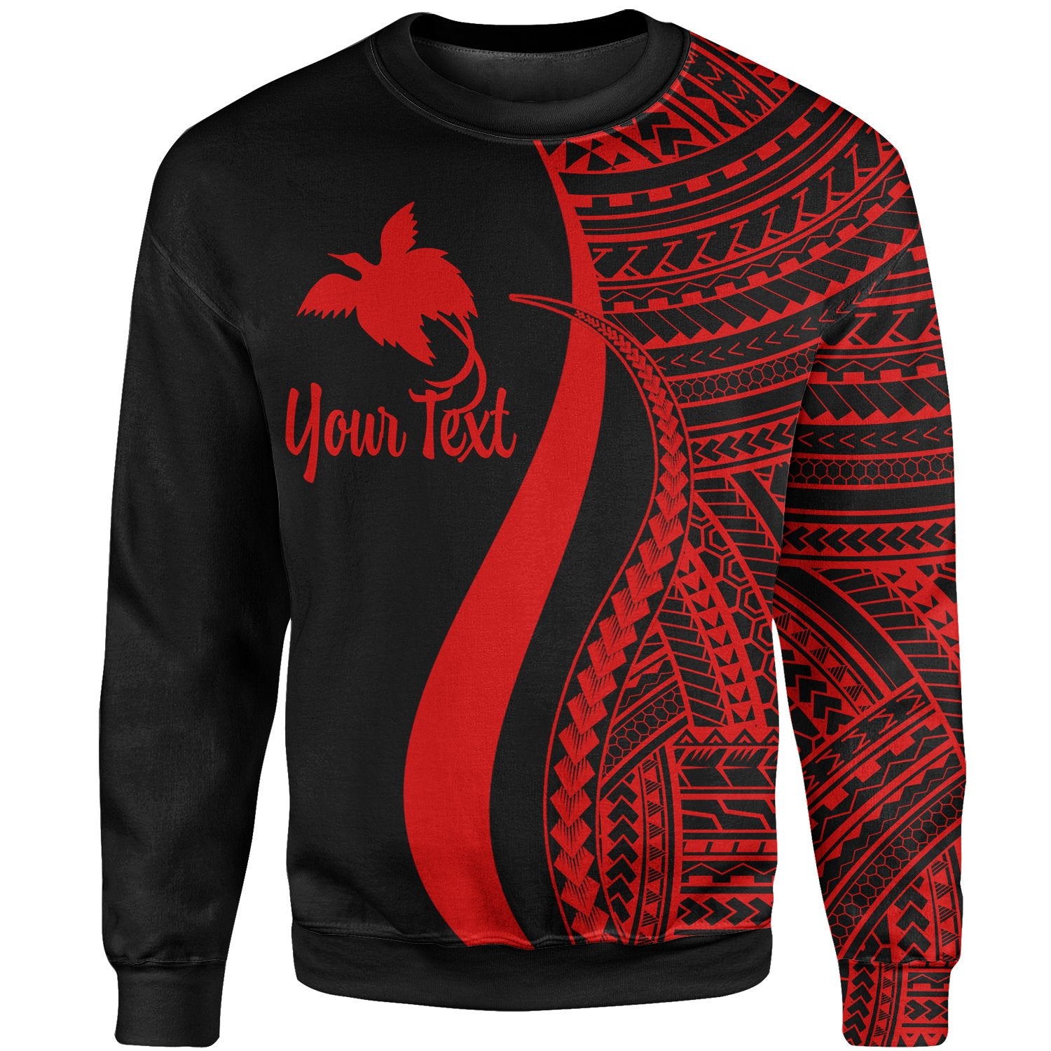 Papua New Guinea Custom Personalised Sweatshirt - Red Polynesian Tentacle Tribal Pattern Unisex Red - Polynesian Pride