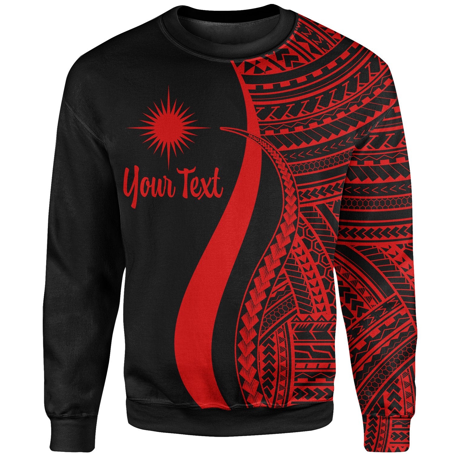 Marshall Islands Custom Personalised Sweatshirt - Red Polynesian Tentacle Tribal Pattern Unisex Red - Polynesian Pride