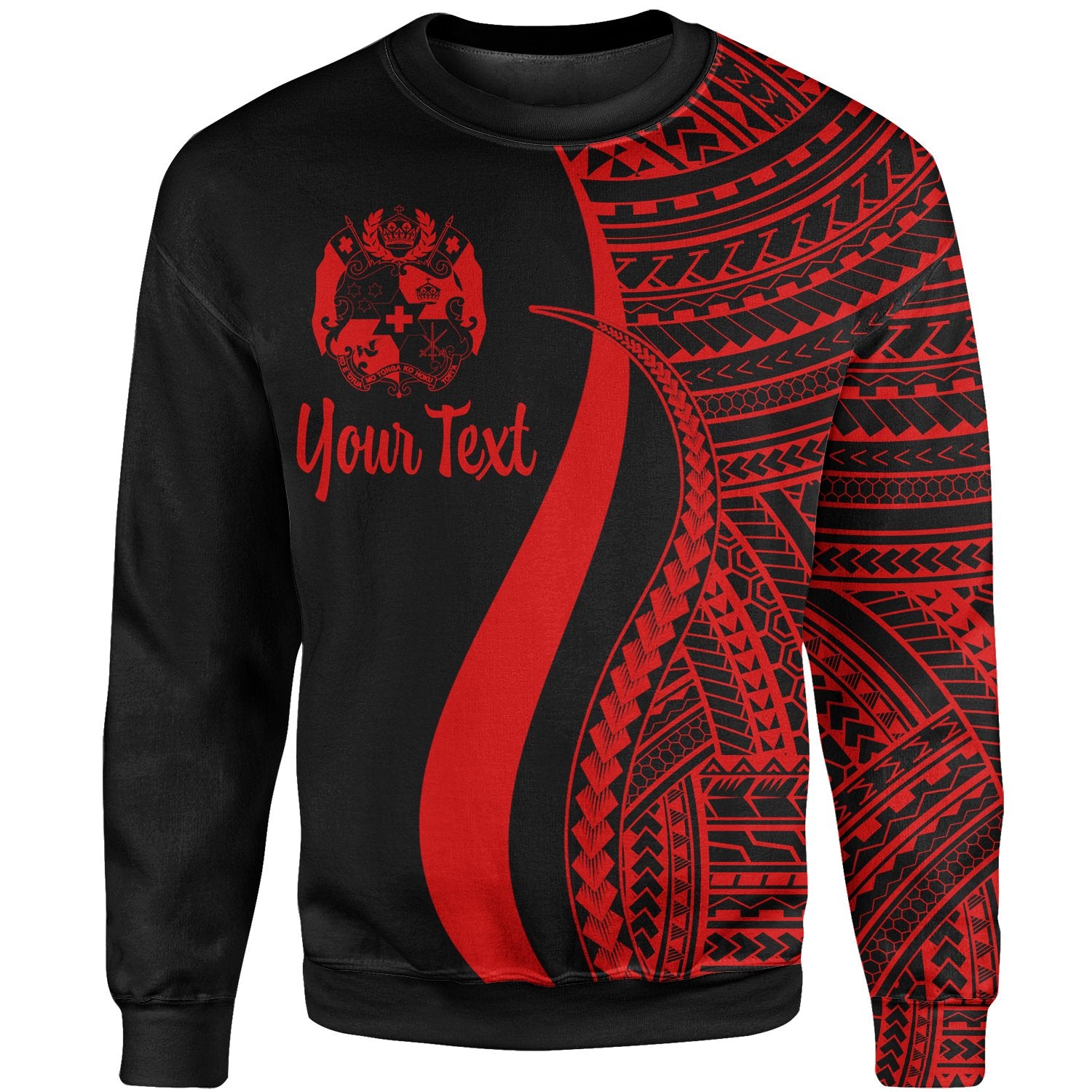 Tonga Custom Personalised Sweatshirt - Red Polynesian Tentacle Tribal Pattern Unisex Red - Polynesian Pride