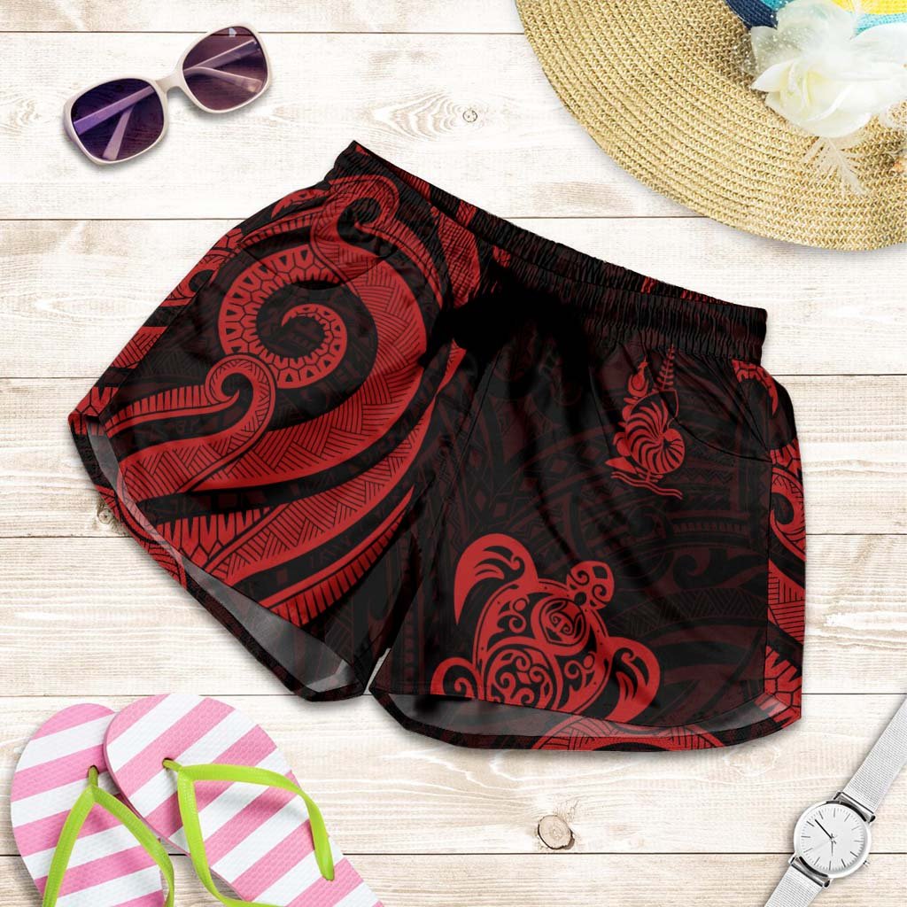 New Caledonia Women's Short - Red Tentacle Turtle Women Red - Polynesian Pride