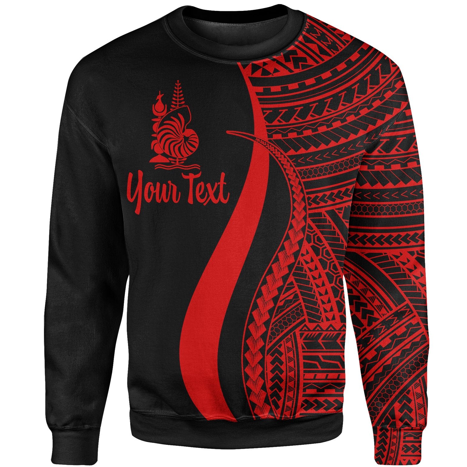 New Caledonia Custom Personalised Sweatshirt - Red Polynesian Tentacle Tribal Pattern Crest Unisex Red - Polynesian Pride