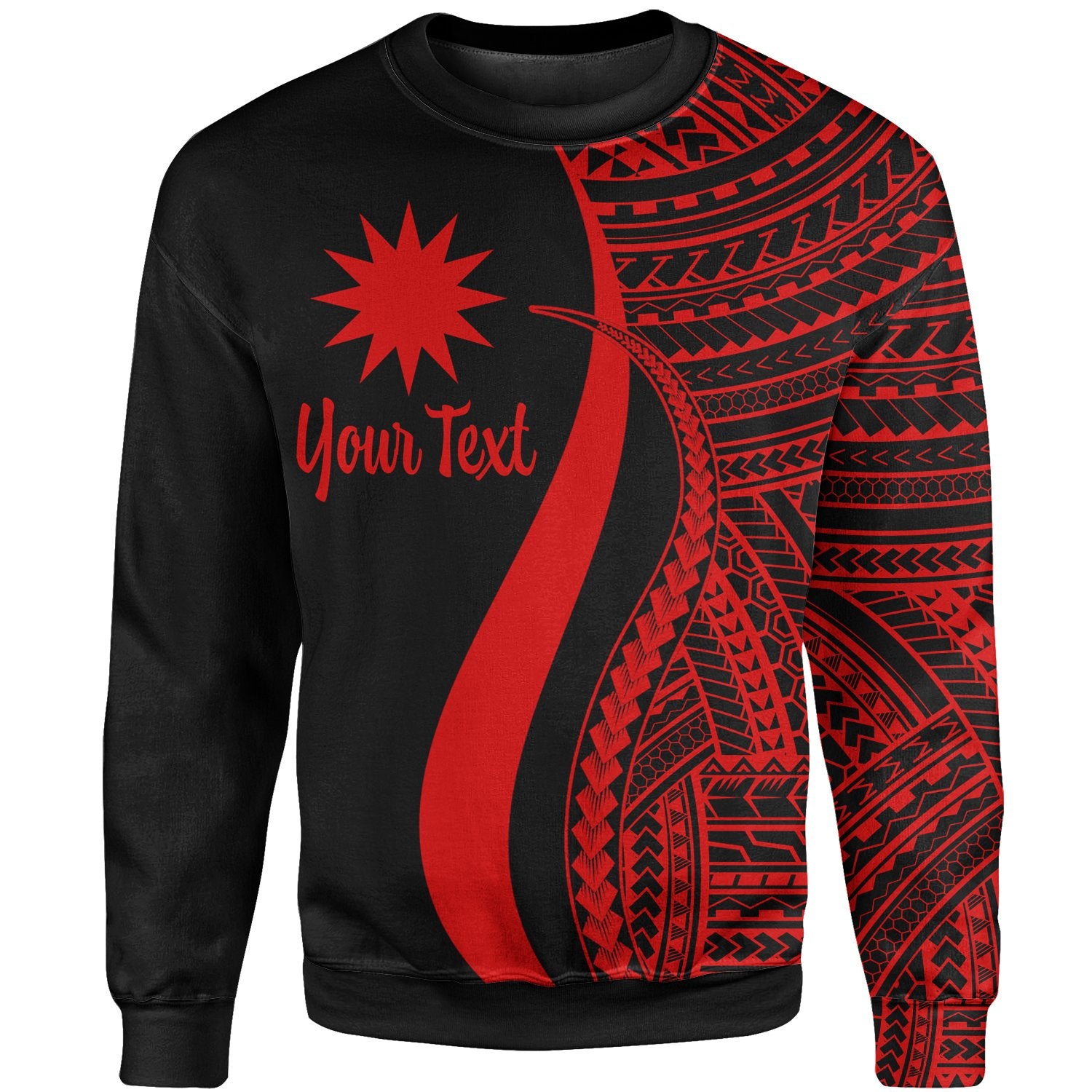 Nauru Custom Personalised Sweatshirt - Red Polynesian Tentacle Tribal Pattern Unisex Red - Polynesian Pride