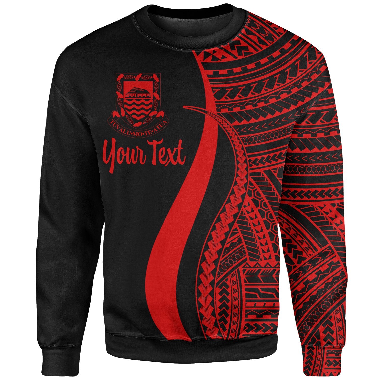 Tuvalu Custom Personalised Sweatshirt - Red Polynesian Tentacle Tribal Pattern Unisex Red - Polynesian Pride