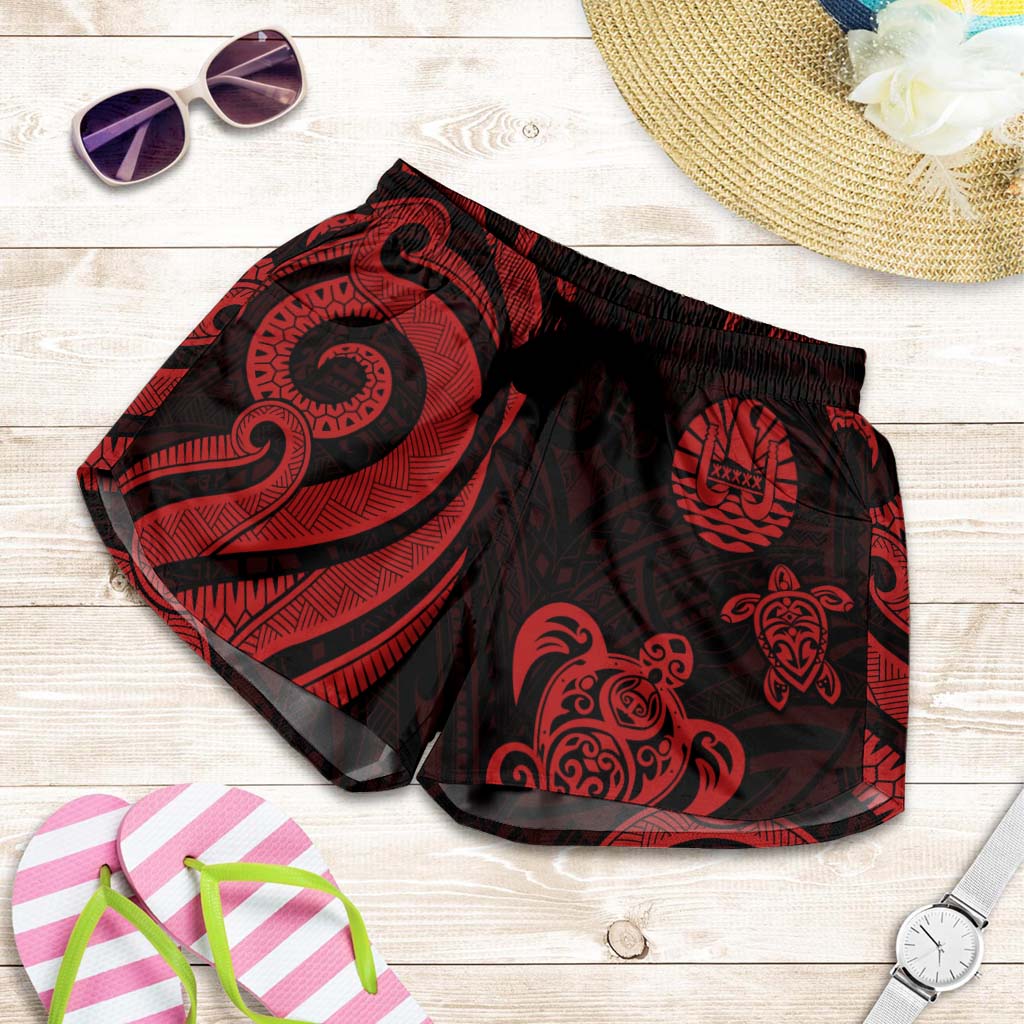 Tahiti Women's Short - Red Tentacle Turtle Women Red - Polynesian Pride