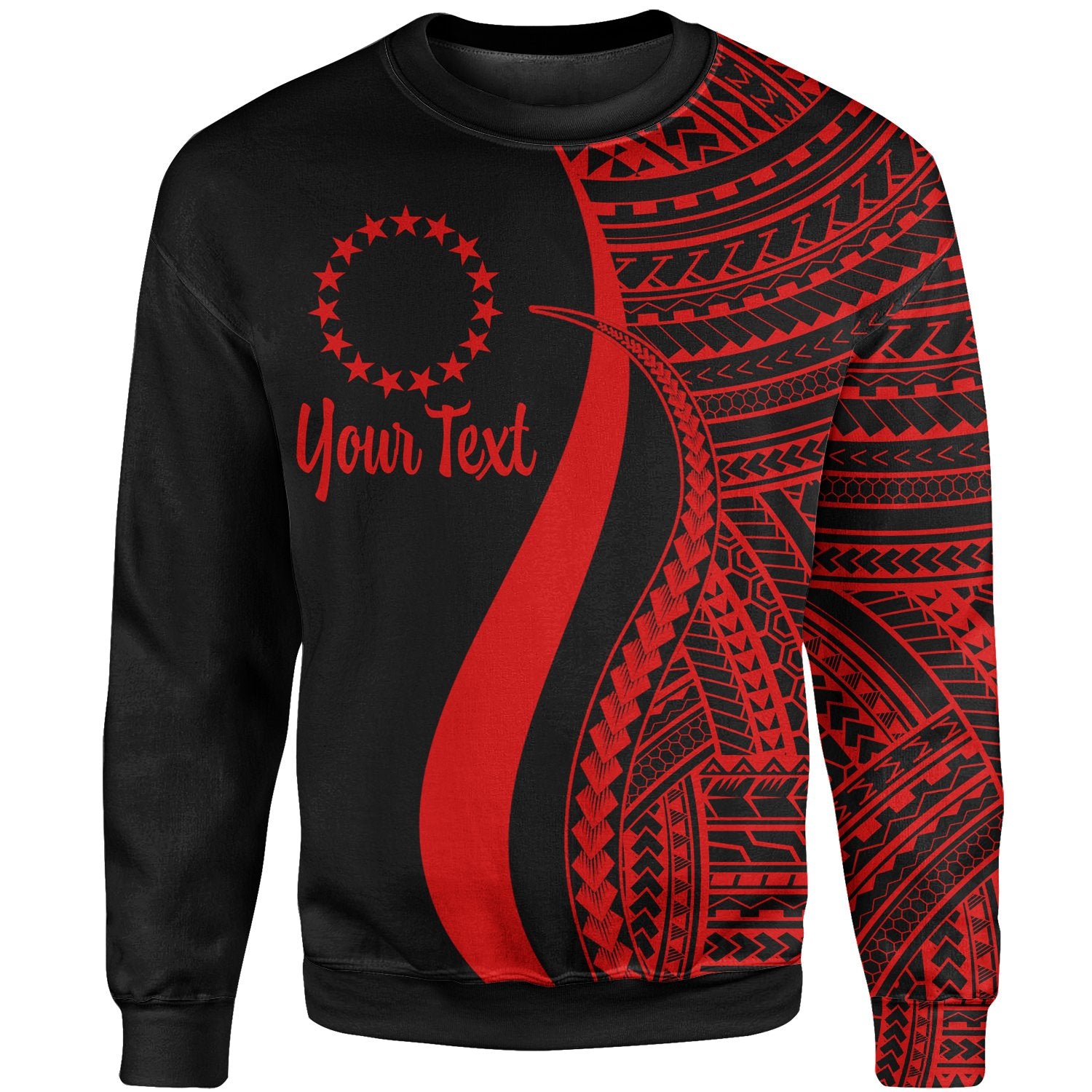 Cook Islands Custom Personalised Sweatshirt - Red Polynesian Tentacle Tribal Pattern Unisex Red - Polynesian Pride