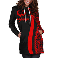 Pohnpei Women's Hoodie Dress - Red Polynesian Tentacle Tribal Pattern - Polynesian Pride