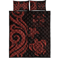 Fiji Quilt Bed Set - Red Tentacle Turtle Crest - Polynesian Pride