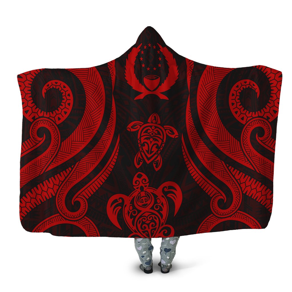 Pohnpei Hooded Blanket - Red Tentacle Turtle Hooded Blanket Red - Polynesian Pride