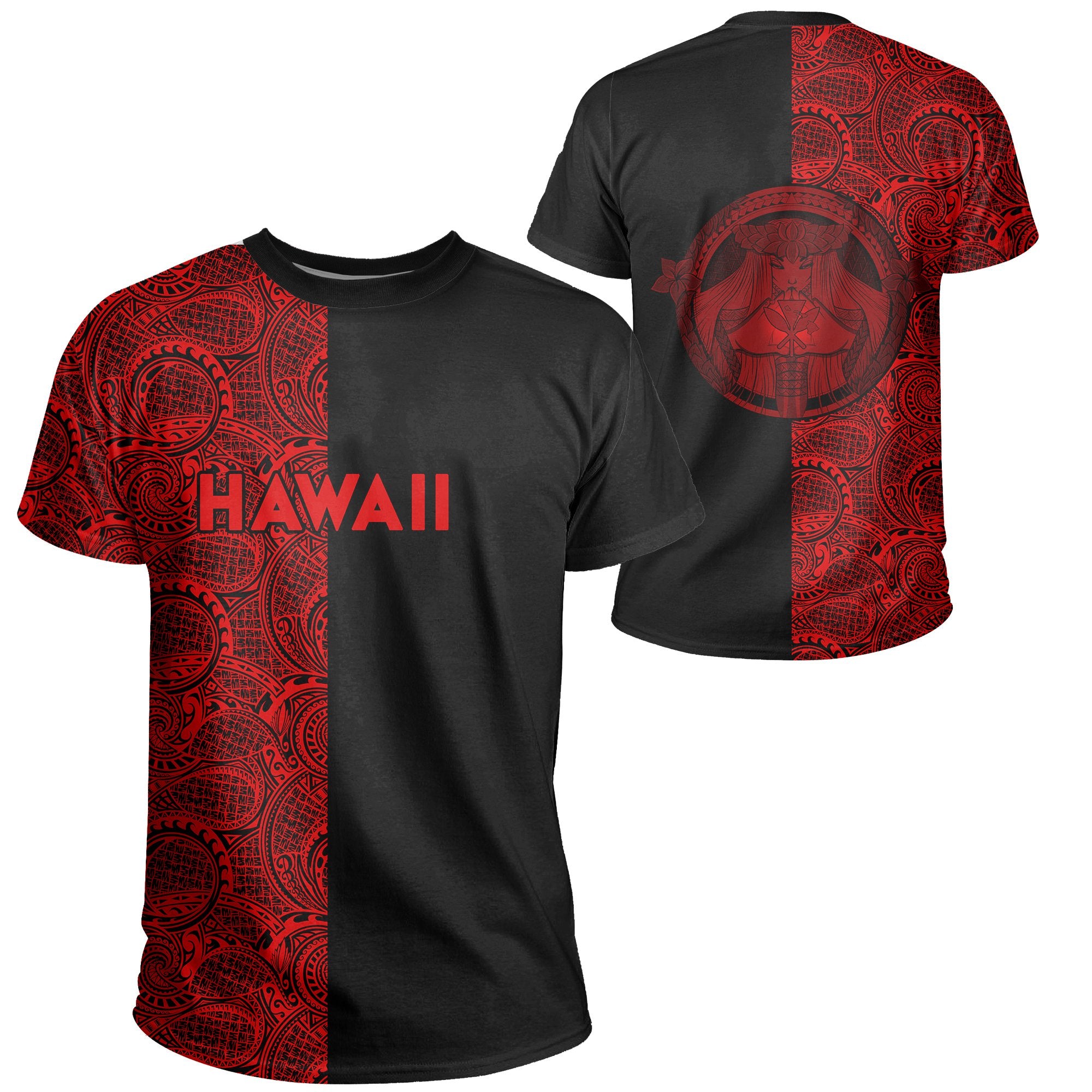 Hawaiian Polynesian Pele Kanaka T shirt The Half Red Unisex Red - Polynesian Pride